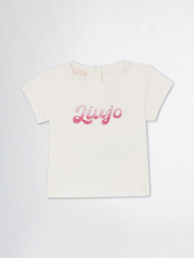 Liu Jo T-shirt in cotone con logo e strass