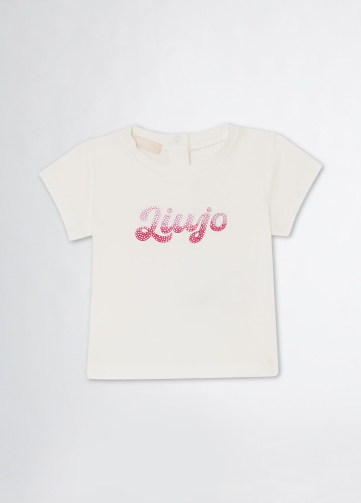 Liu Jo T-shirt in cotone con logo e strass